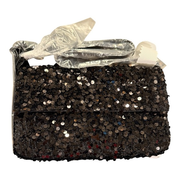 Nicole Miller Black Sequin Shoulder Bag - Picture 2 of 4